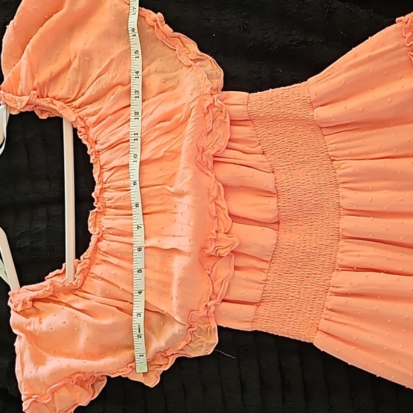 F21 - MD Peach Tiered Off-the-Shoulder Mini Dress - Picture 3 of 8